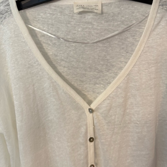 Zara Women’s 100% Linen Cardigan Ivory NWOT SZ Small Oversized - Picture 4 of 8